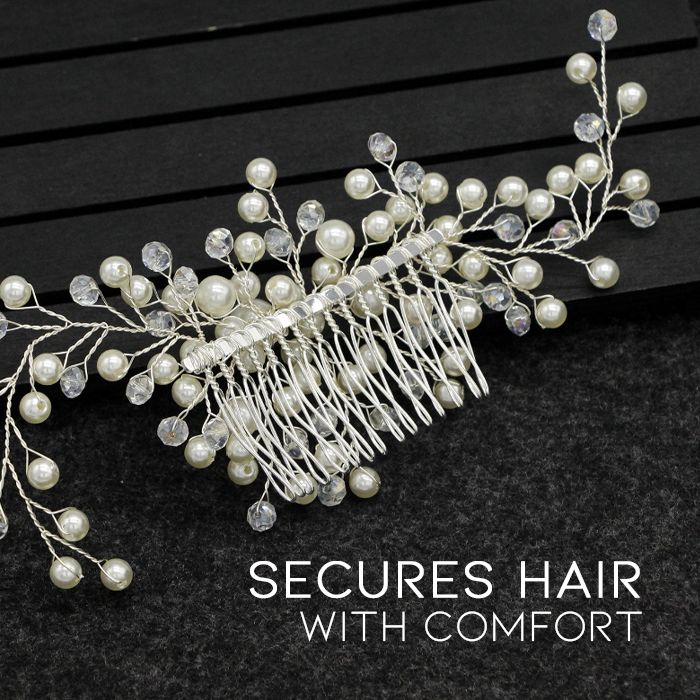 Peigne à cheveux de mariée en perles simple et élégant