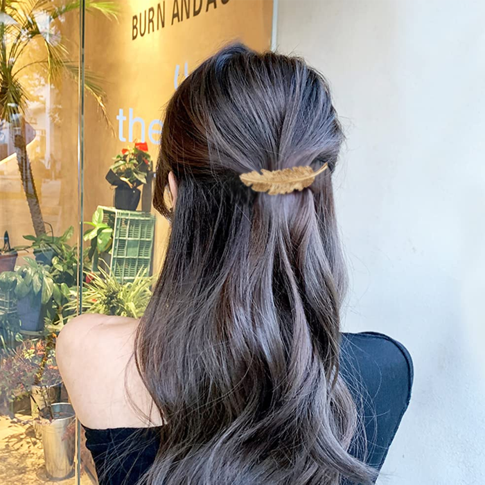 Pince à cheveux en plumes en métal 