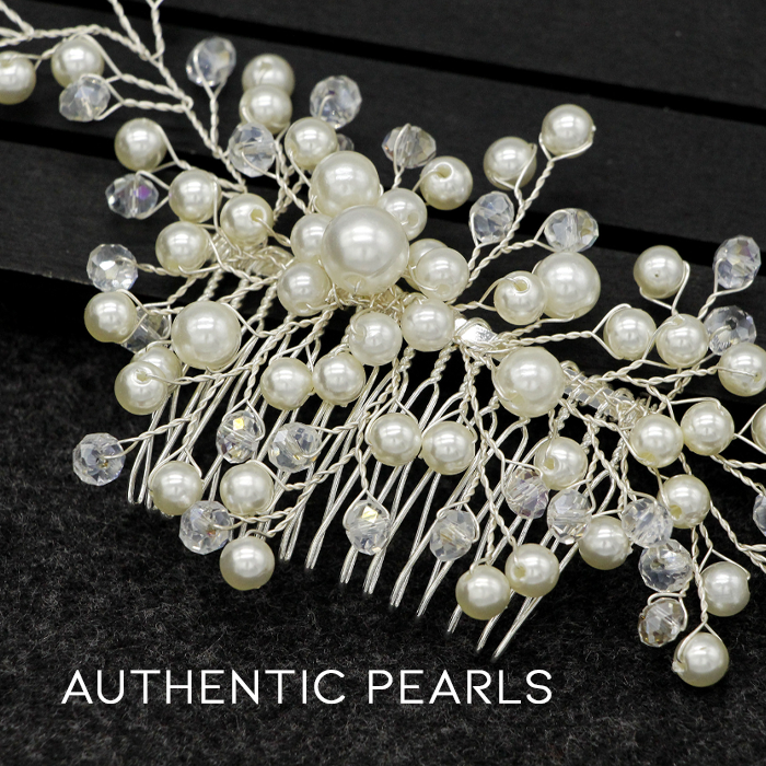 Peigne à cheveux de mariée en perles simple et élégant 